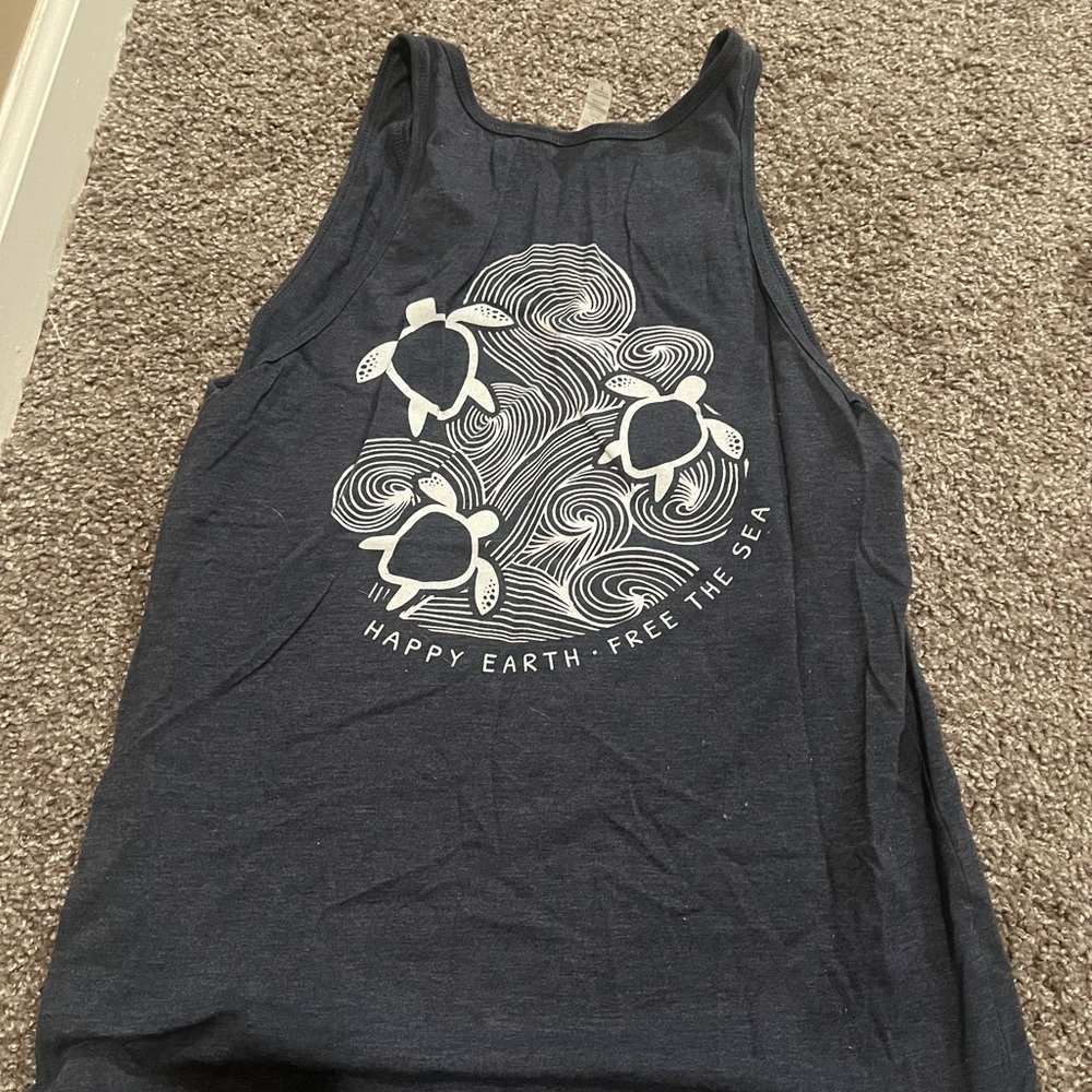 Navy Tank Top with Wave Logo